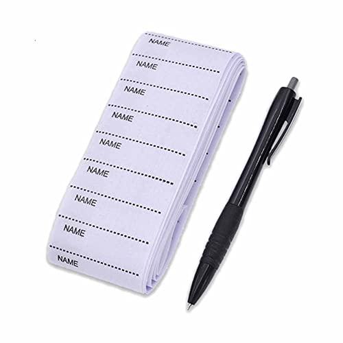 200 Pcs Blank Name Labels Iron On Clothing Labels Sew On Woven Name Tags with 1 Ballpoint Pen for Home School Kindergarten College Uniforms