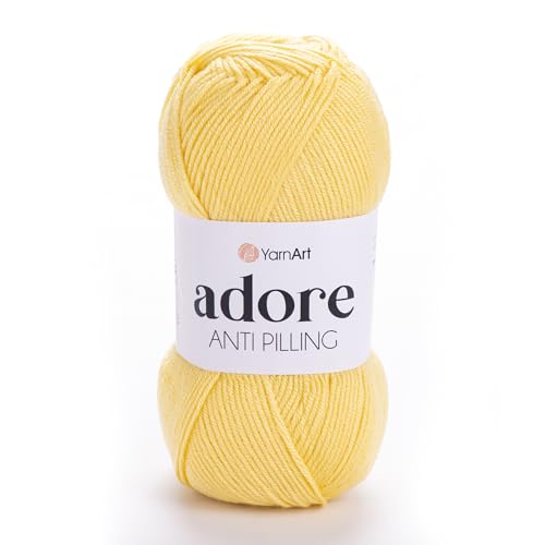 1 Skein YarnArt Adore, Antipilling Yarn, 100% Antipilling Acrlylic, 100 g (3.5 oz), 280 m (306 yd), 3 : Light-DK, Yellow - 332