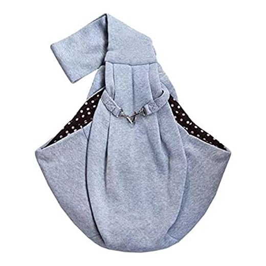 Bro'Bear Hands-Free Reversible Small Dog Cat Sling Carrier Bag Travel Tote Soft Comfortable Puppy Kitty Rabbit Double-Sided Pouch Shoulder Carry Tote Handbag, Grey