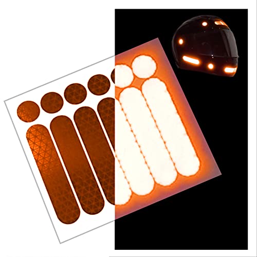 Customtaylor33 High Intensity Grade Reflective Safety Decals/Stickers For Motorcycle, Bicycle, Snowboarding, Racing Helmets Or Vehicles (1 Set (6 Strips & 6 Circles), Orange) #TOP12