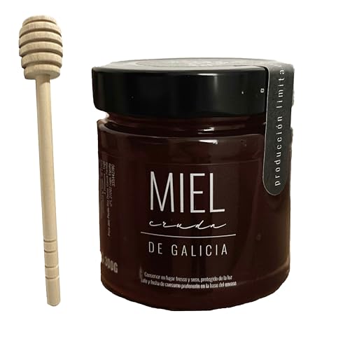 Miel pura sin filtrar, 300g de Miel de GALICIA, Artesana y de bosque. Solidificada a menos de 16 grados. Castaño al 70%. Sin pasteurizar. Proceso 100% artesanal