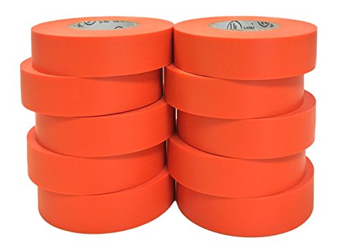 Image of TradeGear Orange 10 Pack - UL Listed Colored Electrical Tape, 60 ft x 3 /4 in, 600V, Flame Retardant, Waterproof, Rubber Adhesive - Phase Marking, Wire ID, Automotive