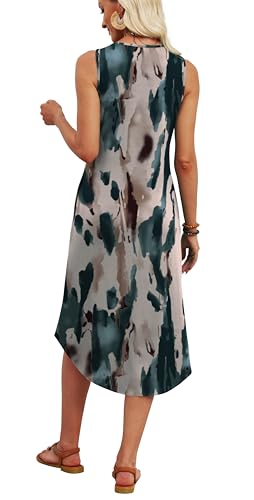 Image of WIHOLL Summer Dresses for Women 2026 Button Front Sleeveless Casual Midi Dress Beach Vacation Sundresses with Pockets