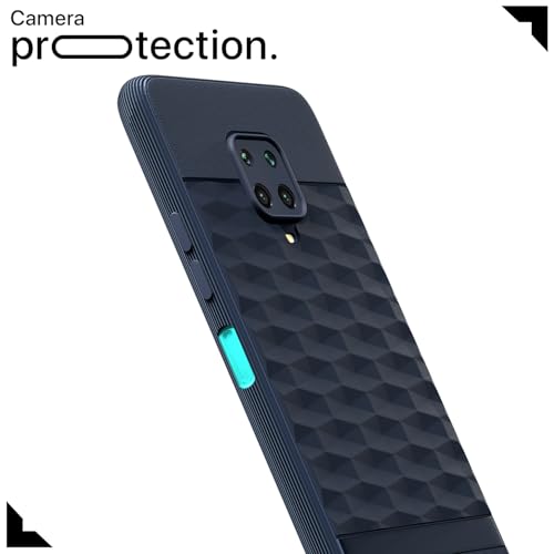 Image of Pikkme Back Cover for Redmi Note 10 Lite /Note 9 Pro /Pro Max /Poco M2 Pro Camera Protection 3D Hexa Cube Design Silicone Protective Bumper Case (Blue)