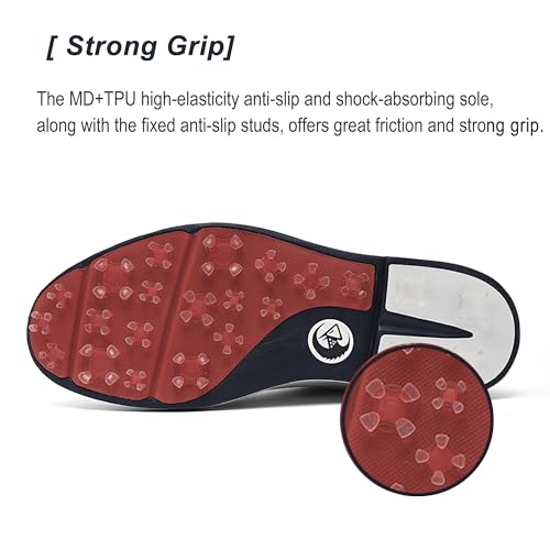 Men's Spikes Golf Shoes Waterproof - Breathable Mens Golf Shoes Non-Slip Comfortable Golf Footwear for Men Size 8-123