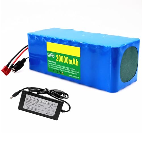 XSDAJSD Batería de Iones de Litio para Bicicleta eléctrica de 36 V, 20 Ah, 10S4P, con Cargador y protección BMS integrada, Ideal para Motor de Bicicleta eléctrica de 200-1000 W, Enchufe XT90.
