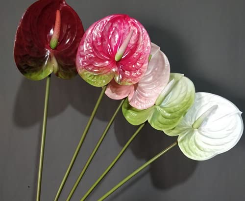 8 stuks 23-5/8 inch kunstmatige anthurium bloemen echte touch 8 stuks 23-5/8 inch kunstmatige anthurium bloemen echte touch