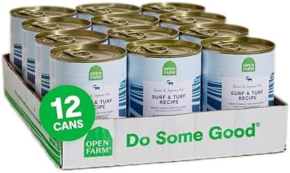 Open Farm Canned Dog Food, Pate for Complete & Balanced Nutrition, Grain Free and Legume-Free, Surf & Turf Recipe, 12.5oz Cans (Pack of 12)