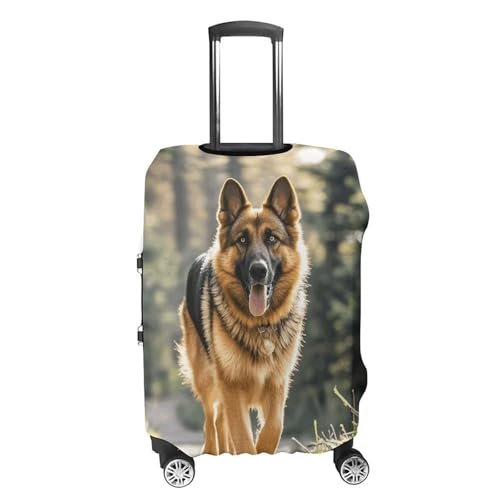 Running German Shepherd Dog Elastic Luggage Cover Suitcase Protector for 19-32 Inch Suitcases | Universal Stretchable Travel Bag Cover | Anti-Scratch, Washable with Zipper Closure S4
