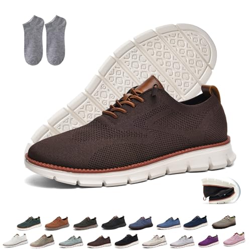 Ultra Comfortable Orthopedic Walking Shoes for Men & Women Breathable Mesh Wide Toe Box Lightweight Slip-On Casual Oxfords Dress Sneakers for Work Travel & Everyday(Coffee US 9.5)