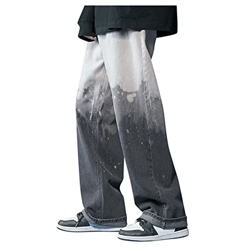 Baggy Wide-Leg-Jeans dritti da uomo Hip Hop Jeans