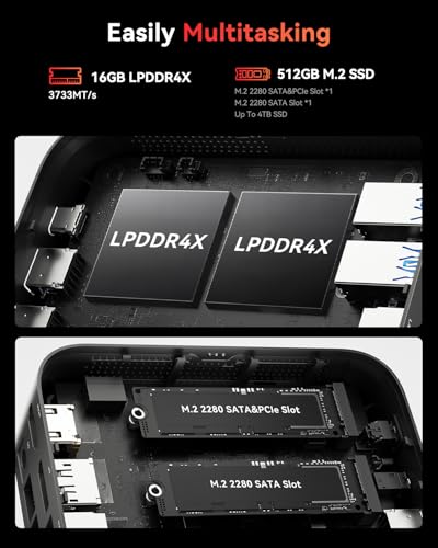 Image of KAMRUI E3B Mini PC, AMD Ryzen 7530U Mini Gaming Computers(Beat 7430U, 6C /12T, Up 4.5GHz), 16GB LPDDR4 RAM 512GB SSD Small Desktop Computer, Triple Display, WiFi 6, BT5.2, Office Home Business