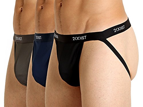 2(X)Ist Mens Micro Speed Dri Jock Strap 3-Pack Base Layer Underwear, Black/Charcoal/Varsity Navy, Large Us #TOP11