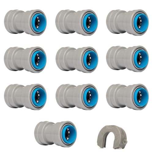 QUICK FITTING 1/2" PVC Conduit Coupling Fitting | Push Install Electrical Fittings with Slip Clip Removal Tool | for PVC Rigid SCH 40 and 80 Conduits | 10-Pack Liquid Tight Fittings
