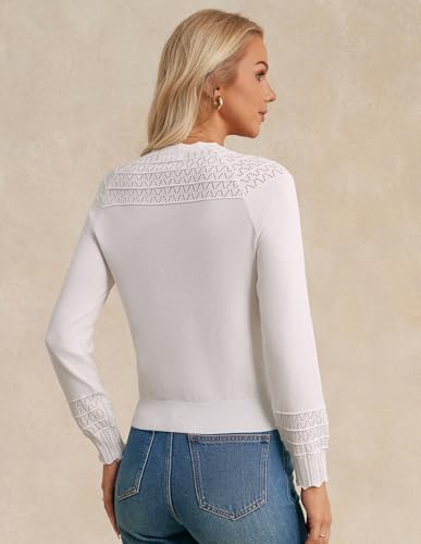 GRACE KARIN Women's Cropped Cardigan Lightweight 2025 Long Sleeve Button Down Crochet Knit Sweater Tops4