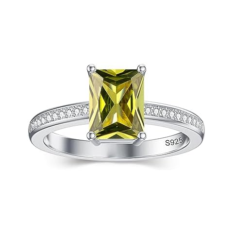 Gnteey 925 Sterling Silver Peridot Ring Cover