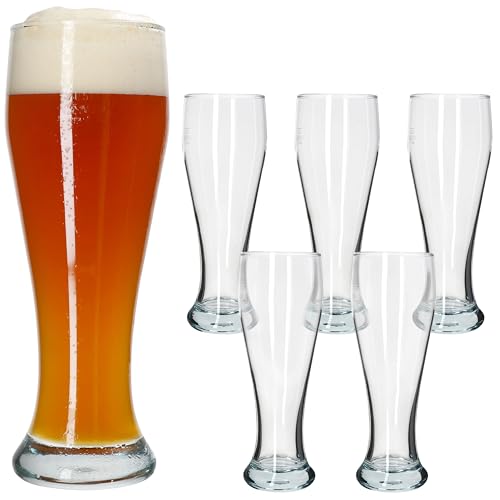 MamboCat 6er Set Sepp Weizenbiergläser klar 0,5L geeicht I 6 Personen I klassisches Weißbier-Glas mit schlanker Form I Hefeweizen I für Daheim, Gastro, Hotel, Restaurant & Zuhause