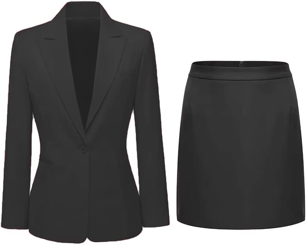 Womens 2 Piece Skirt Solid Suits Set Business Professional Attire Women Skirt Suit Set