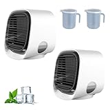 Aira Breeze Luftkühler, Airbreeze mini Klimaanlage, Kleine Klimaanlage für Zimmer, Tischventilator mit Wasserkühlung, Tisch Luftkühler mit LED-Nachtlicht, 3-in-1 & USB (Weiß +Weiß)
