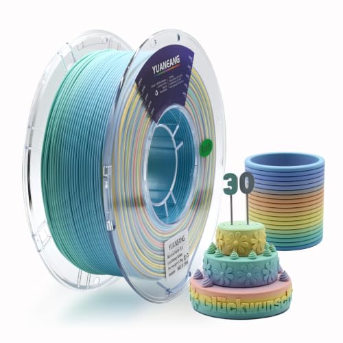 YUANEANG Matte Rainbow PLA 3D Printer Filament 1.75mm, 1kg Spool, Multi-Color Gradient PLA, Smooth Color Transitions, ±0