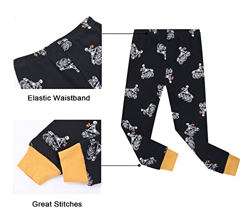 Benaive Boys Halloween Pajamas Glow In Dark Skeleton Pjs 100% Cotton Kids Sleepwear Long Sleeves Size 7 Years - image 6
