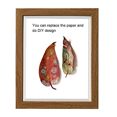 ArtbyHannah 3Pack Walnut Shadow Box Picture Frame Set with Glass Cover,Display Case with Mat for Free-Standing Picture Showcase,size:4x6,5x7, 8x10Inch
