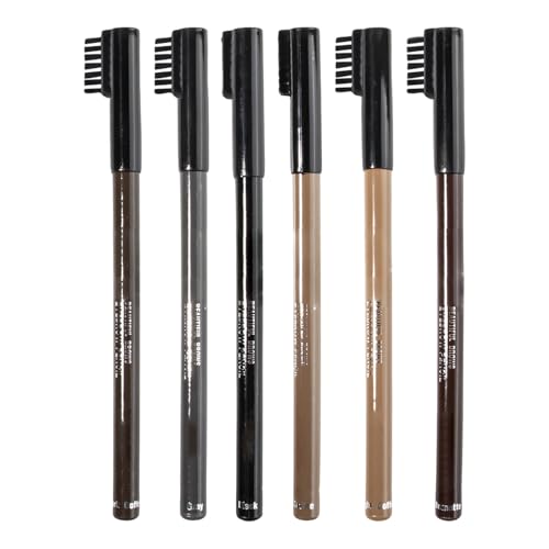shpuuyy Lápices de cejas para mujer, juego de delineadores de cejas de 6 colores, lápices de cejas tintados con cepillo integrado, a prueba de sudor, de larga duración para fiestas de mujeres y niñas