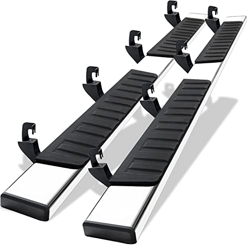 6'' Running Boards for 2007-2018 Silverado/Sierra Crew Cab（not Suitable for 2020-2023 Silverado） A Pair Running Boards for Silverado Crew Cab(Including in 8 Brackes and Plastic Covers)