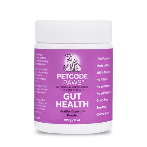 PETCODE PAWS Gut Health Powder for Dogs & Cats – Improve Digestion with All-Natural Ingredient- Boost Dog Gut Health & Nutrient Absorption Efficiently- Effective Dog Stomach Relief for Your Pets-8 oz