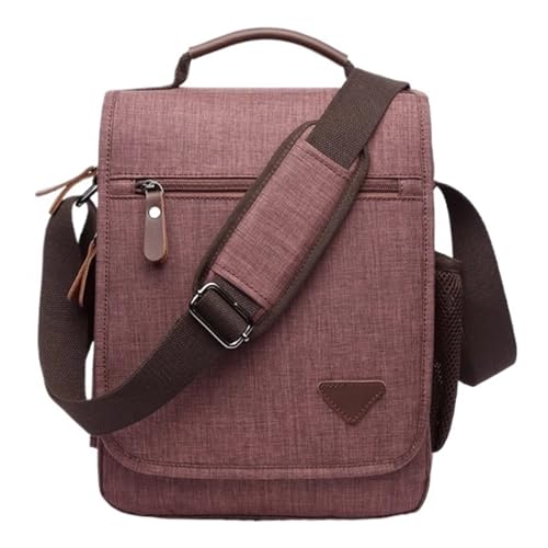Casual Vintage Shoulder Bag, Canvas, Men Crossbody Bag, Rectangle, Multi Pocket, for Work Business Office Travel, 12.5in