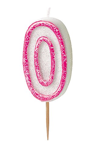 Bougie numéro 0 rose glitz Unique Party 37910 pour gâteau d'anniversaire