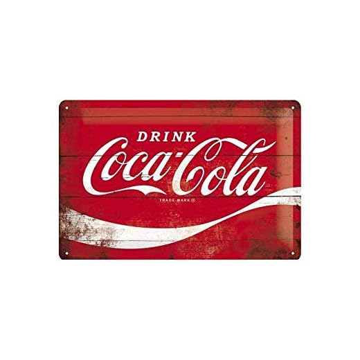 Nostalgic-Art Coca Cola Logo Red Wave Placa Decorativa, Metal, Rojo y Blanco, 20 x 30 cm