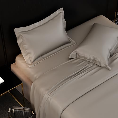 Image of Stoa Paris 350TC Luxstre Cotton Super King Flat Bedding Set for King & Double Size Beds with 2 Pillow Covers, 274cm x 274 cm Bedsheet, All-Season Comfort, Breathable, Home Decor, Panache - Beige
