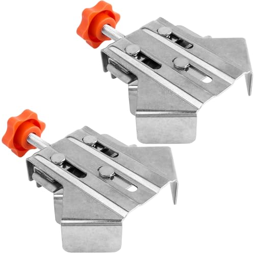 Treki 2 Pcs Stainless Steel Right Angle Clamp Corner Clamp for Woodwork, 90 Degree Right Corner Clamps with Adjustable Swing Jaw for DIY Woodworking Welding(Open Type)