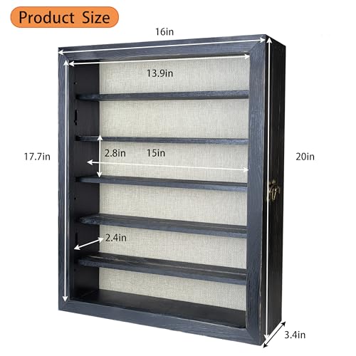 Image of Black Shadow Box Frame 16x20 Shadow Box with Shelves 2.6 inch Interior Depth Memorial Shadow Box Display Case with Linen Back for Handicrafts,Picture Frames,Medals,Coins,Pins Collection and More