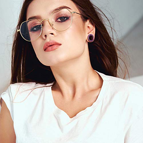 Pierced Owl - Natural Amethyst Stone Double Flared Saddle Tunnels, Sold as a Pair4