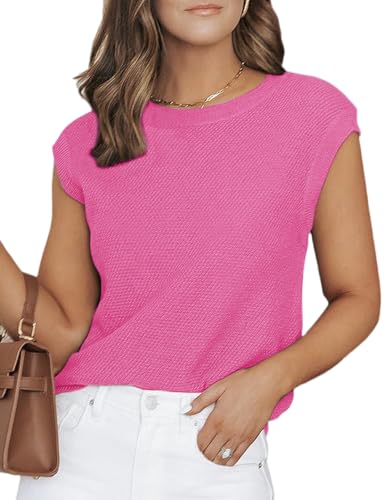 Image of CiCiBird Women Summer Cap Sleeve Sweaters Knit Crew Neck Pullover Tank Tops 2025 Casual Trendy Shirt