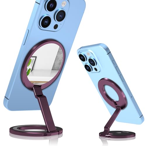 Aioopro Phone Stand for Magsafe with Mirror [2-Sided 4200gf Strongest Magnetic] 300 Folding Portable Phone Ring Holder Grip for Desk, Phone Holders for Your Car Accessories for iPhone/Android/Tablets - image 9