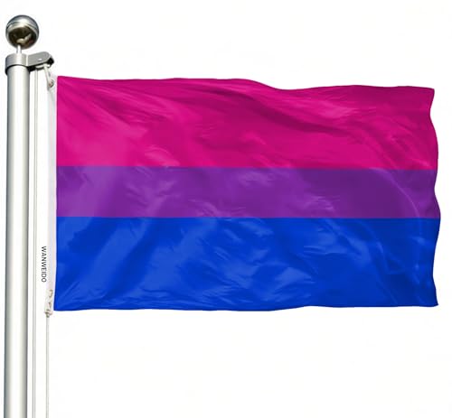 WANWEIDO Bisexual Pride Flag 3x5 FT Premium Polyester LGBT Rainbow Bi Flags Outdoor Indoor Double Stitched Long Lasting Vivid Color with 2 Brass Grommets