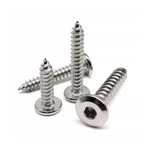 Hex Socket Large Flat Thin Wafer Head Self Tapping Wood Screw(14mm,50pcs M2.6)