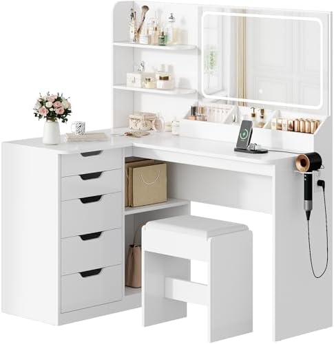 Vicco coiffeuse Jasmin, Blanc, 123cm avec miroir | Leroy Merlin