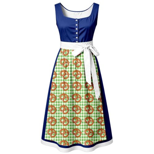 Falda tradicional tirolesa mediana con lazo y vestido largo francés para Oktoberfest