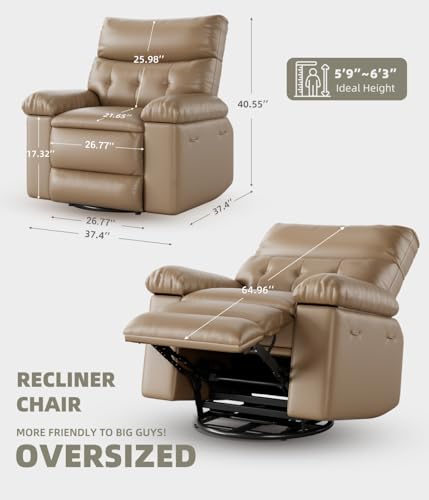 Sillón reclinable clásico cuero Tan miniatura 2
