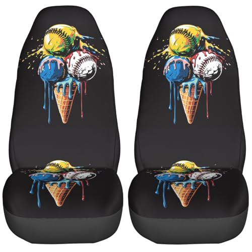 Housses de siège de voiture lavables motif baseball lot de 2 protections universelles