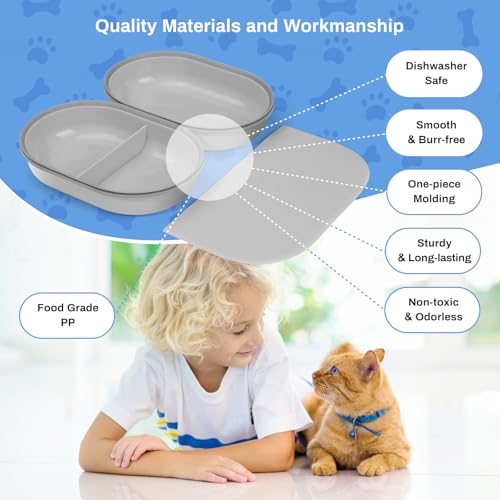 Feriva Matte und Napf im Set für Mikrochip-Futterautomaten, 1 Einzelne Schale, 1 Geteilte Schale, und 1 Matte, Anzug für Nass und Trockenfutter, Lebensmittel frisch halten, Leicht zu Reinigen
