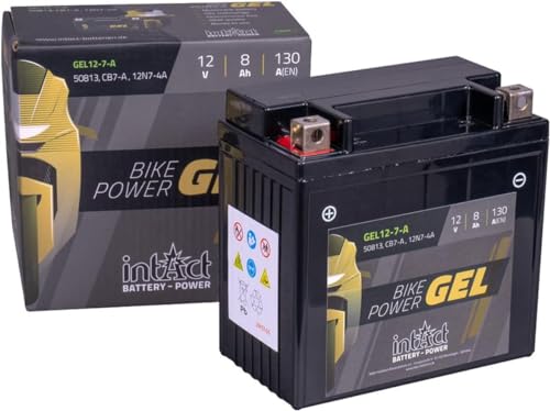 intAct - BATTERIE MOTO GEL Bike-Power GEL12-7-A. Remplace YB7-A, 12N7-4A. Batterie moto 12V 8Ah 130A. Dimensions : 137x76x134mm. Avec jusqu’à 30% de puissance de démarrage en plus.