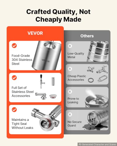 Image of VEVOR Nitro Cold Brew Coffee Maker 135 oz Nitrogen Dispenser System, Home Brew Coffee Keg, Portable Nitrogen Infuser with Dispenser and Pressure Relieving Valve, Gift for Coffee Lovers