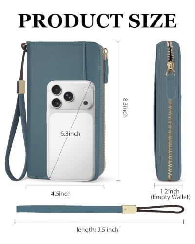 Image of Large Wallet for Women, Clutch Wallet with Passport Holder | RFID Wallet for Women, Zipper Clutch Purse, Passport Holder for Travel, Multiple Card Slots, Phone Pocket, Wristlet Strap