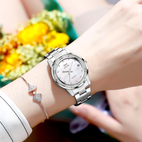 Image of OPK Wacthes for Women Bracelet Dress Easy to Read Stainless Steel Ladies Watches for Female Small Watch Waterproof Luminous Date