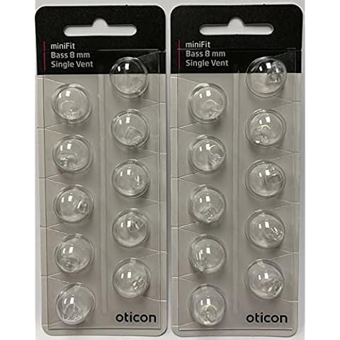 8mm Minifit Single Bass Domes (2 Pack) Replacement Domes for Oticon Hearing aids Cover